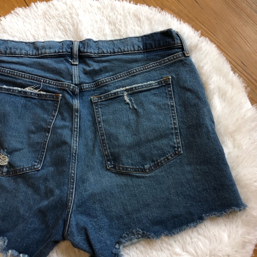 Abercrombie & Fitch Dark Blue Denim Frayed/Distressed Shorts - Picture 7 of 9